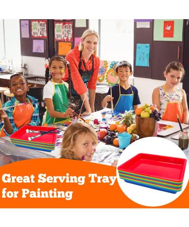 12 Pack Activity Plastic Art Trays Multicolor Plastic Art Trays Serving Tray for Art and Crafts DIY Projects Painting 4 Color - Buy Online on SooperMarket.com