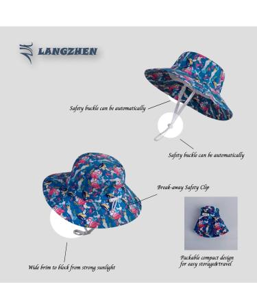 LANGZHEN Baby Girls Beach Sun Protection Hat with Chin Strap - Navy XL - Buy Online on SooperMarket.com