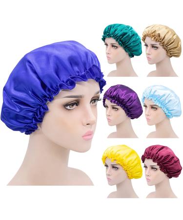 Single-layer Satin Hair Cap for Hair Protection Women's Sleep Cap for Home Use Household Cleaning Shower Cap Postpartum and Chemotherapy Headscarf Cap (Pack of 5) Multi-purpose Home Use Hair Cap