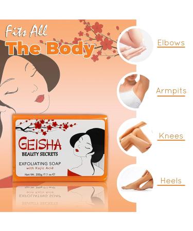 Geisha Kojic Acid Soap 7 oz - Skin Brightening Bar with Coconut Oil - Reduce Pigmentation on Face, Body, Hands, Knuckles - 7.1 Ounce - Buy Online on SooperMarket.com