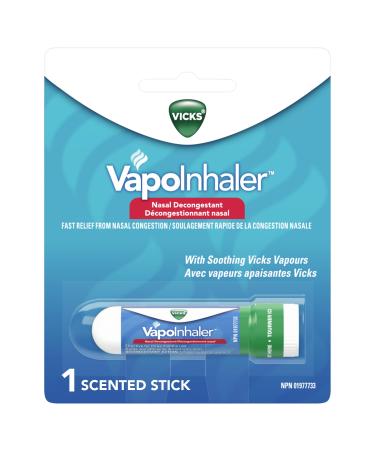 Vicks Vapoinhaler Nasal Decongestant with Soothing Vapors for Temporary Relief due to a Cold Menthol Scent 1 Pack 0.2 mL Pack of 1