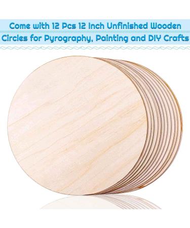 12-Pack Audab 12 Inch Unfinished Wood Circles for Crafts - Wooden Rounds for DIY Projects, Door Hanger, Wood Burning - Buy Online on SooperMarket.com
