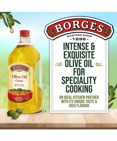 Borges Classic Olive Oil Edible Premium Grade Ideal For Specialty cooking Mediterranean dishes like pizza pasta Healthy Cooking Oil For Daily Use - 2L - Buy Online on SooperMarket.com
