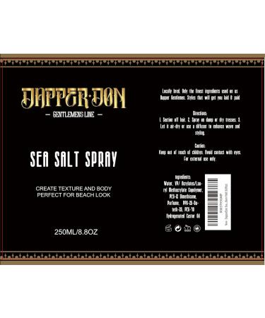 Dapper Don Sea Salt Styling Spray Added Texture & Thickness - Maximum Volume Sea Salt Spray | Leave-in for Body & Style | All Hair Types Medium Hold (8.8 floz) - Buy Online on SooperMarket.com