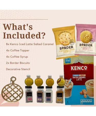 Iced Coffee Gift Set - 8x Kenco Iced Latte Sachets Coffee Topper Coffee Syrup Border Coffee Biscuits - Gift for Coffee Lover Coffee Gifts for Men Get Well Soon Gift Coffee Hampers for Women Salted Caramel 19 Piece Set - Buy Online on SooperMarket.com