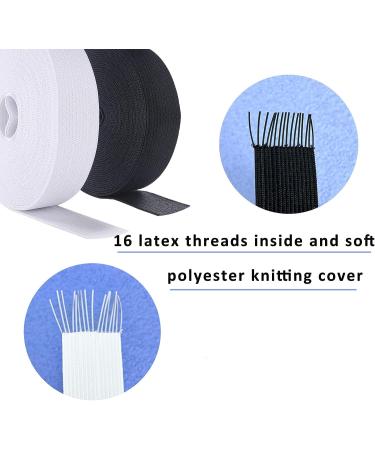 Sewing Elastic Band 1 Inch x 33FT White with Soft Tape Measure - High Elasticity Knit Stretch Band for Clothes, Wigs, Waistband - DIY Crafts - Buy Online on SooperMarket.com