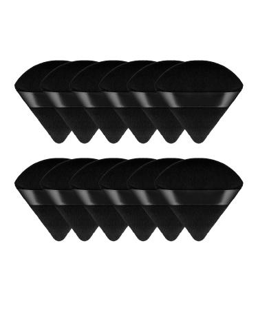 WLLHYF Triangle Powder Puff Face Cosmetic Powder Puffs Velour Soft Triangle Makeup Puff Wet Dry Makeup Foundation Sponges for Face Contouring Under Eyes and Corners Beauty Makeup Tools(black-12pcs