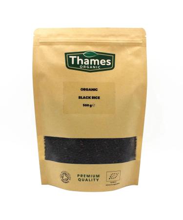 Organic Black Rice -500g - No Additives No Preservatives Raw Vegan High Protein GMO-Free - A Nutritious and Delicious Addition to Any Meal - Thames Organic 500 g (Pack of 1)