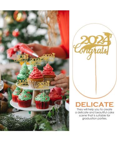 HOLIDYOYO 15pcs 2024 Graduation Cake Inserts Top Hat Cake Decors Class of 2024 Cupcake Picks 2024 Graduation Cupcake Toppers Graduation Cake Decorations Graduate Paper Dining Table - Buy Online on SooperMarket.com