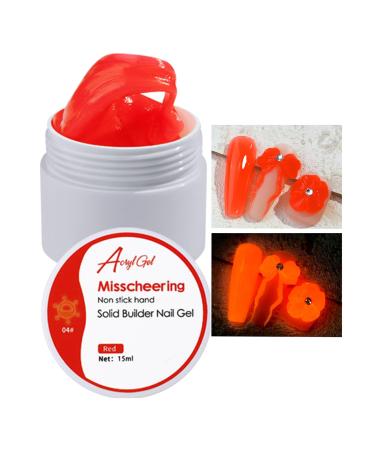 U-Shinein Builder Gel for Nails Neon Colors Gel Luminous Nail Extension Gel Not Stick Hand UV Gel 3D Nail Jewelry Sculpture Gel Halloween Nail Art Poly Gel Nail Gel for Festival 04 Red