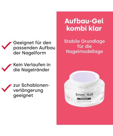 Emmi Nail Studioline Setup-Gel Kombi Clear | LED UV BauGel for Geln gel | Natural Nail Reinforcement | Medium Viscosity & Self-Smoothing | 30ml (1 Pack) - Shop Now! - Buy Online on SooperMarket.com