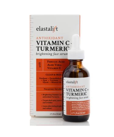 Elastalift Concentrated Vitamin C + Turmeric Oil Anti Aging Facial Serum Skin Care Booster - Promote Clear & Brighten Skin Tone - Hydrate Dry Skin Fight Redness Restore Skin Strength - 1.75 Fl Oz 1.7 Fl Oz (Pack of 1) Vitamin C + Turmeric Face Serum