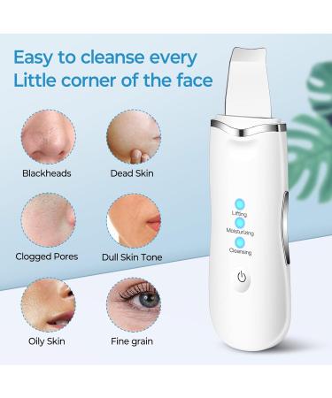 Skin Scrubber Face Spatula Pore Cleaner Blackhead Remover Tool with 3 Modes for Cleansing|Moisturizing|Lifting (White) - Buy Online on SooperMarket.com