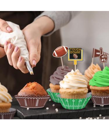 Football Party Supplies: 96-Count Football Cupcake Liners & 96pcs Cupcake Toppe - Perfect for Game Day Birthday and Tailgate Parties - Premium Football Cake Decorations - Football Party Favors - Buy Online on SooperMarket.com