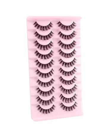 Glowingwin Russian Volume D Curl Hybrid Strip Lashes - 10 Pairs Pack | 3D Curly Faux Mink False Eyelashes | Natural, Fluffy, and Long-Lasting Russian Lashes - Buy Online on SooperMarket.com