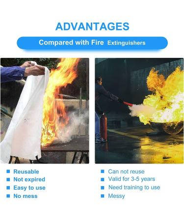 2 Pack Deluxe Emergency Fire Blanket for Home and Kitchen | Fireproof & Fire Retardant | House Fire Extinguisher Kit - Buy Online on SooperMarket.com