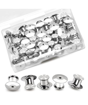 40PCSLocking Pin  Backs LockingPin Keepers Clasp Flat Head clamp Needle Back Lock Suitable for brooches  Lapels  Badges  Enamel Needles and DIY Crafts Without Needle