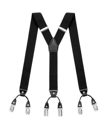 Sencillo Suspenders Men with 6 Strong Clips Y-Shape 1 Black
