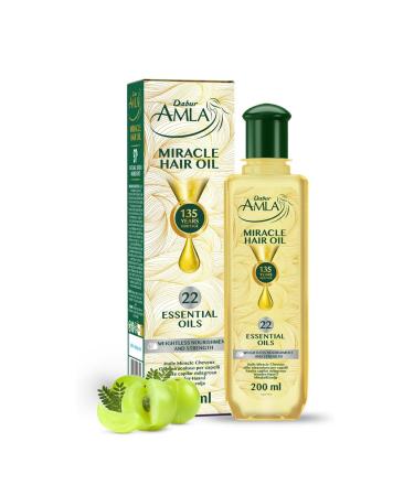 Dabur Amla Miracle Oil - 200ml | Infused With 22 Ayurvedic Essential Oils | Suitable For All Hair Types | Dermatologically Tested & Vegan Certified