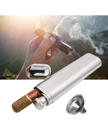 Cigar Holder 7.1 * 1.8 * 1in Stainless Steel Pocket 2-Tubes Hip Cigar Case Flask and Cigar Holder Humidor Groomsmen Gifts - Buy Online on SooperMarket.com