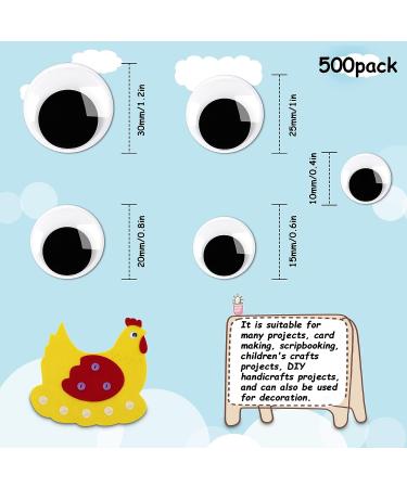 JULMELON 500 Self Adhesive Wiggle Googly Craft Eyes for DIY Crafts - Black White - 5 Sizes (0.4 to 1.2 in) - Buy Online on SooperMarket.com