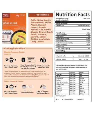 Kapka Vegan Indian Dal Plant Based Protein - 5 Pack Variety | Seasoned Ready to Eat Entrees for Instant Pots | Non-GMO Gluten Free | 3-4 Servings Per Pack | Pack of 5 Dals - Buy Online on SooperMarket.com