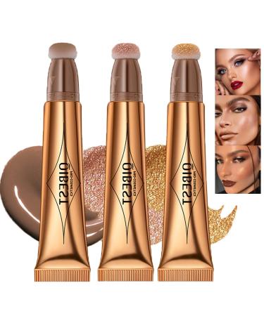 Petansy Contour Beauty Wand  Liquid Face Concealer Contouring and Highlighter with Cushion Applicator  Shading Bronzer Stick Natural Matte Finish  Lightweight Blendable Super Silky Cream Contour Stick