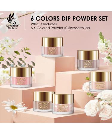 Lavender Violets 14g x 6 Colors Dip Powder Set for Nude Pink Cream Beige Nail Art - J204 - Buy Online on SooperMarket.com