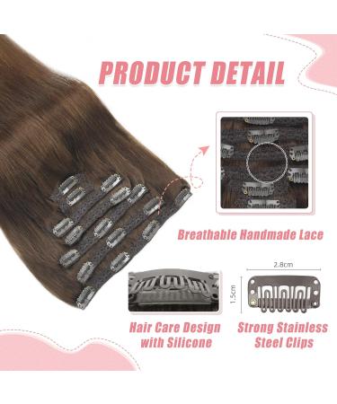 Vlasy Clip in Human Hair Extensions - 14 Inch Brown Seamless 7-Piece Set for Women - Buy Online on SooperMarket.com