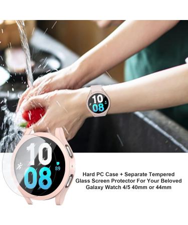 Samsung Galaxy Watch 5/4 40mm Screen Protector Case + Tempered Glass Film Set - 6 Pack Hard PC Cover + 8 Pack Protective Bumper Shell - Black, Silver, Pink, Clear, Rose Gold, Leopard - Buy Online on SooperMarket.com