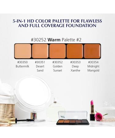 Graftobian HD Glamour Cr me Foundation Palette - Highlight & Contour Light | 5 Color Cream Makeup Palette for Full Coverage and Definition - Light Skin Tones - Buy Online on SooperMarket.com