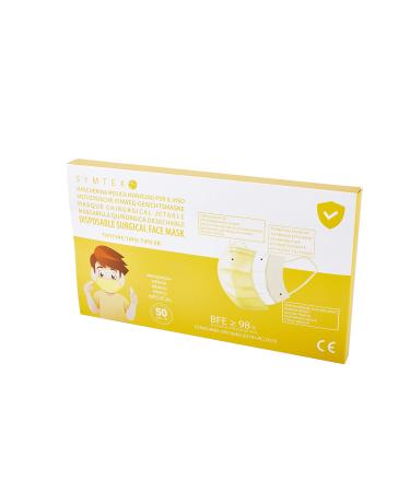 Symtex 50 pieces MASIS MINI MODEL S in small size medically surgical masks type iir standard EN 14683 certified op masks 3-layer mouth protection mouth and nose protection (yellow)