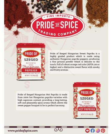 Pride Of Szeged Hungarian Sweet Paprika | Authentic Gluten-Free Non-GMO Spice | 1.7 oz Tin - Buy Online on SooperMarket.com