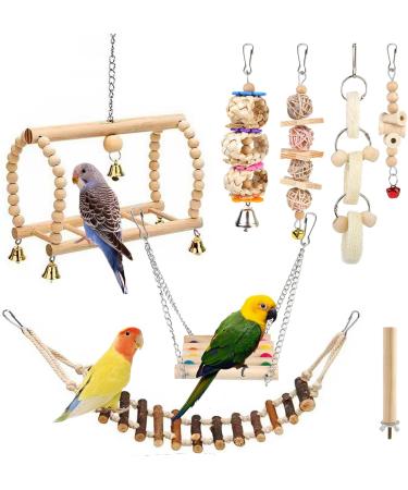 8 PC Colorful Bird Toys for Parrots Budgies Conures & Love Birds - Cage Swing & Hanging Bell - Buy Online on SooperMarket.com