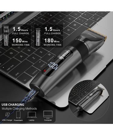 Hatteker Professional Hair Clippers and T-Blade Trimmer Kit for Men Cordless Beard Barber Clipper Hair Cutting Kit Haircut Grooming Kit IPX7 Waterproof - Buy Online on SooperMarket.com