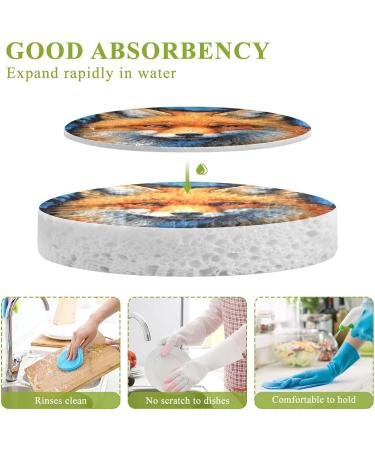 Kigai Cute Wolf Scrubbing Sponge 3 Packs Reusable Dish Wash Scrub Sponge Clean Stubborn Oil Stains Anti-Scratch Cleaning Sponge for Kitchen Tableware - Buy Online on SooperMarket.com