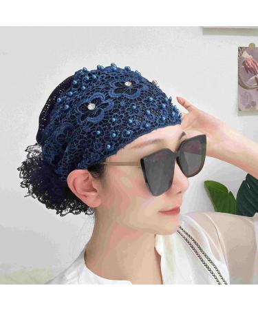 Dranng Lace Hairband Headwrap Lace Elastic - Pearl Lace Stretch Headbands Cloth Elegant Headband Women Hair Accessories Navy Blue - Buy Online on SooperMarket.com