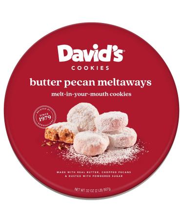David’s Cookies Gourmet Cookies Butter Pecan Meltaway – 32oz Butter Cookies with Crunchy Pecans and Powdered Sugar – All-Natural Ingredients – Kosher Recipe – Ideal Present for Special Occasions