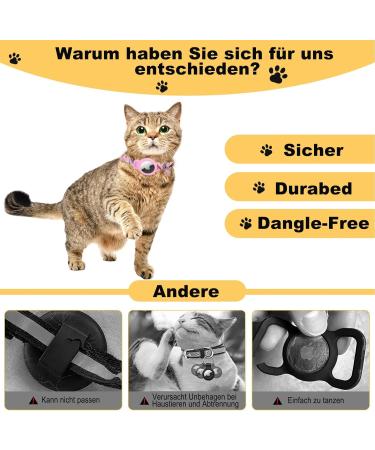 Mouyou Airtag Cat Neck Band - Adjustable Soft Nylon Collar with Bell & Silicone Holder - Pink Pattern C4 (22-34cm) - Buy Online on SooperMarket.com