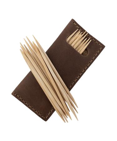 Hide & Drink 4 Pack Tooth Pick Case Handmade from Full Grain Leather (Single Malt Mahogany)