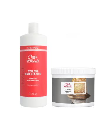 Wella Professional Color Fresh Mask Temporary Color Refresh Treatment Semi-Permanent Hair Dye Hair Gloss Treatment for Copper Hair Golden Gloss Hair Dye & Invigo Color Brilliance Colour Protection Shampoo