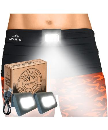 AVANTO Clip On Running Light Classic, Original, 200Lumen LED Light, 1h Usetime, Night Running Gear for Runners, USB Rechargable Running Lights for Runners and Joggers, Addon to Reflective Vests 200 Lumen Classic 2-pack