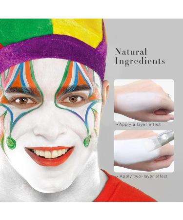 Clown White Face Paint Makeup Kit - Professional 100g Foundation Cream for Halloween & Special Effects - Includes Brush & Sponge - Buy Online on SooperMarket.com