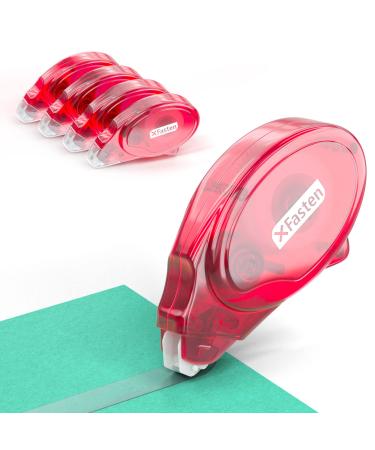 XFasten Adhesive Roller for Scrapbooking, 8mm x 30ft 4-Pack Double Sided Glue Tape Roller, Scrapbook Supplies for Adults, Photo Tape for Scrapbooking 4-Pack, 0.3-inch by 360-Inch Red Shell (Clear Tape)