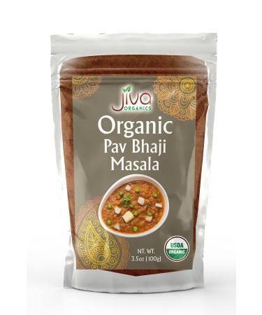Jiva Organic Pav Bhaji Masala 3.5 Ounce Bag - Indian Snack Meal Spice Blend - Non-GMO, Suitable for Vegetarians