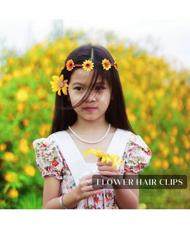 AWAYTR Sunflower Headband Hippie Flower Crown for Women - Set of 8 | Adjustable Daisy Hair Wreath for Girls - Mixed Color Sunflower Hair Accessories - Buy Online on SooperMarket.com
