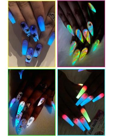 Kalolary Neon Color Nail Powder Set - Luminous Pigment for Acrylic Nail Art - Rainbow Glitter for Halloween & Christmas DIY Nail Decoration - Buy Online on SooperMarket.com
