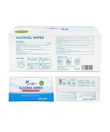 Beautifier Life Hand Sanitizing Wipes - 50 Individually Wrapped Antibacterial Wipes with 75% Alcohol, Aloe & Vitamin E - On-the-Go Essential for Travel, Home, Office & School - Aloe Vera, 50 Count - Buy Online on SooperMarket.com