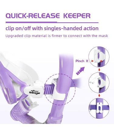 Kids Snorkel Set - Dry Top Snorkel Mask for Boys and Girls - Anti-Fog, Leak-Proof, 180 Panoramic View - Purple Snorkel Kit for Youth - Buy Online on SooperMarket.com