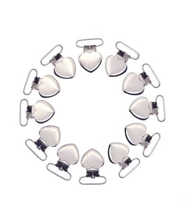 Sutoyuen 1 Metal Heart Suspender Clips  Pacifier Clips for DIY Craft Dummy Pacifier Holders Bib Soother Clip Toy Holder Silver (20pcs)
